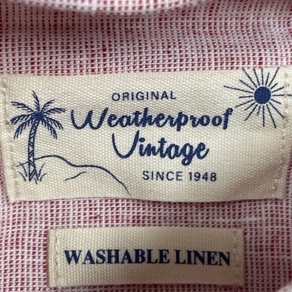 Weatherproof Vintage Mens XXL Pink Washable Linen Short Sleeve Shirt a0405 - Picture 4 of 10